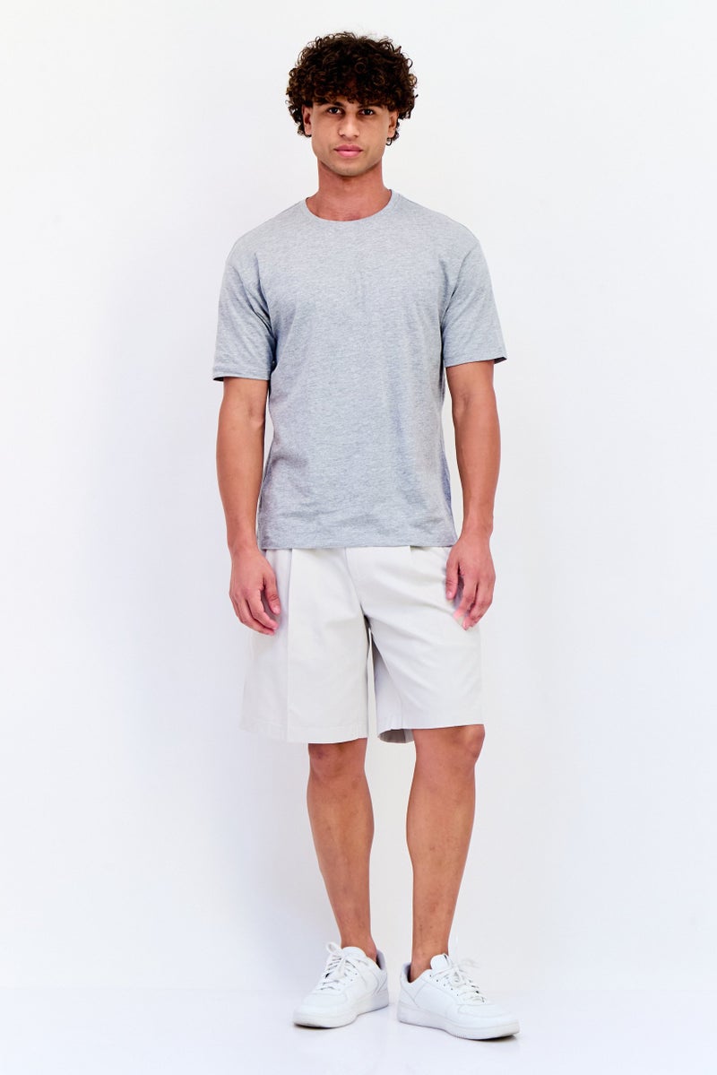 Greg Norman Men Solid Chino Shorts, Light Grey - Image 4