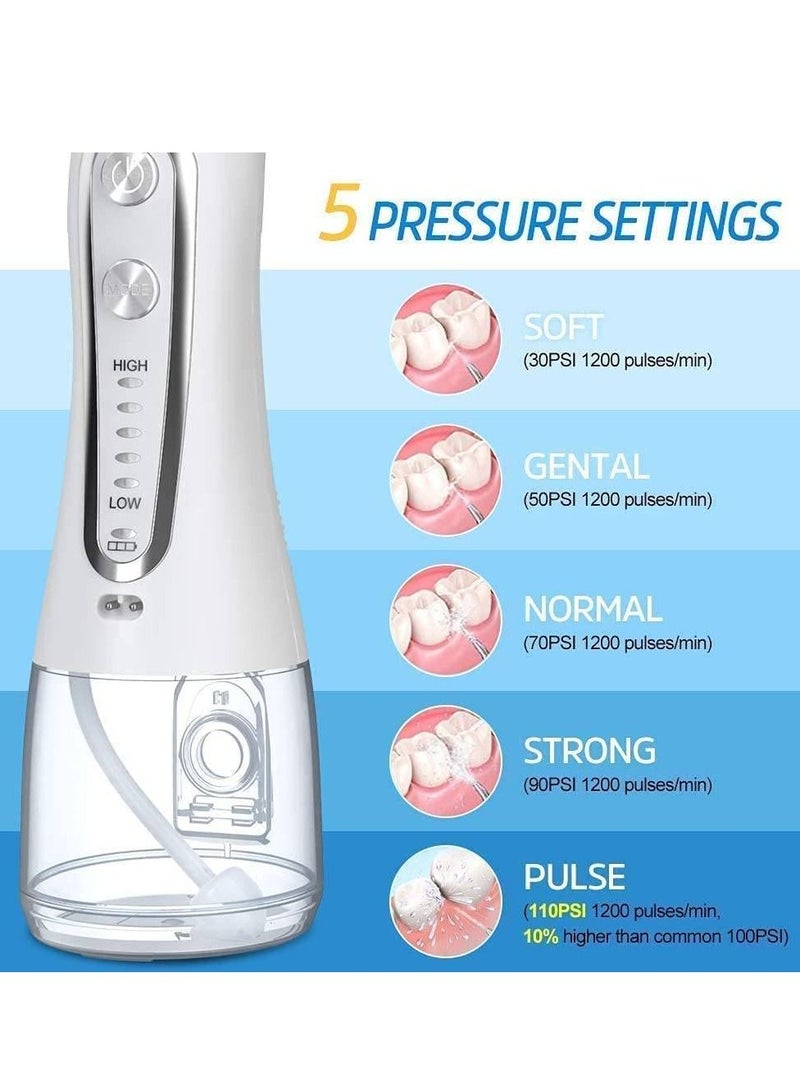 waterpluse Water Flosser Cordless Oral Irrigator Portable Rechargeable Dental Flossers with 5 Modes & 6 Tips - Image 2