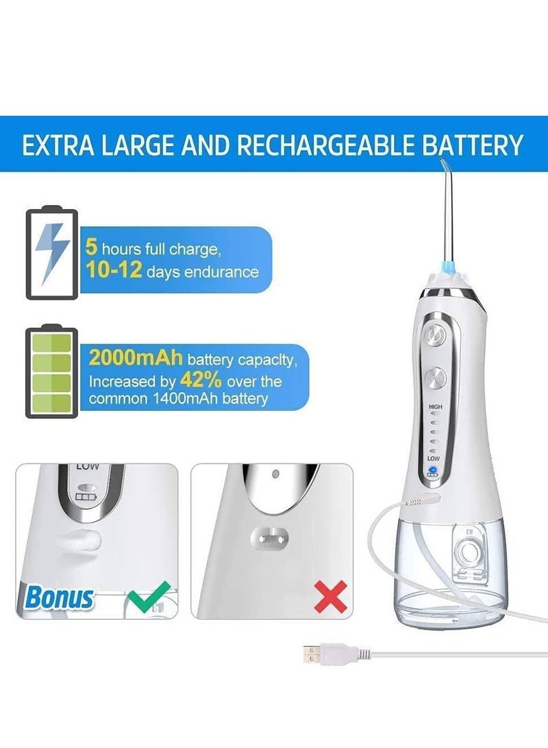 waterpluse Water Flosser Cordless Oral Irrigator Portable Rechargeable Dental Flossers with 5 Modes & 6 Tips - Image 3