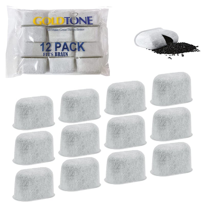 GOLDTONE Activated Carbon Water Filters fits BRAUN Coffee Makers and Brewers Replacement for your BRAUN Charcoal Water Filter 12 Pack