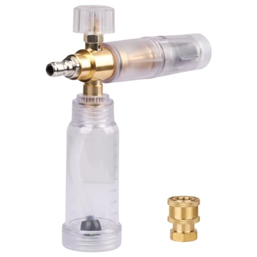 STARQ Nano Compact Size Heavy-Duty Professional Concentrate Foam Cannon Snow Lance 100 mL Bottle with 1.1mm Orifice 1/4″ Quick Connector for Pressure Washer Easy Gravity Fed Comes with Adapter - Image 1