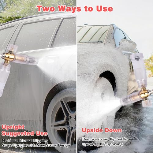 STARQ Nano Compact Size Heavy-Duty Professional Concentrate Foam Cannon Snow Lance 100 mL Bottle with 1.1mm Orifice 1/4″ Quick Connector for Pressure Washer Easy Gravity Fed Comes with Adapter - Image 5