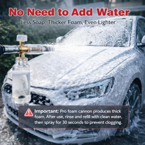 STARQ Nano Compact Size Heavy-Duty Professional Concentrate Foam Cannon Snow Lance 100 mL Bottle with 1.1mm Orifice 1/4″ Quick Connector for Pressure Washer Easy Gravity Fed Comes with Adapter - Image 2