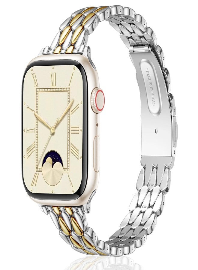 VISOOM Metal Iwatch bracelet Bands for Apple Watch Bands 38/40/41/42mm Women - Thin Slim Dressy Luxury Cute Designer Apple Watch Series 11 10 Se 9 8 7 6 5 4 3 2 1 Bracelet Bands for Women-Sliver Gold - Image 1