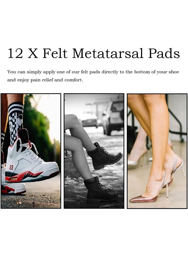 Felt Metatarsal Pads, 12 Pieces Metatarsal Foot Pads for Women and Men, Ball of Foot Cushion Forefoot Support Pads, Shoe Pads, Foot Pads for Pain Relief (Skin Tone) - Image 2