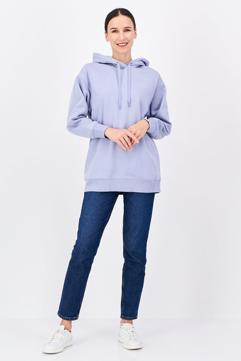 ESPRIT هودي نسائي فضفاض بغطاء رأس بشعار العلامة التجارية بأكمام طويلة، لافندر - Image 3