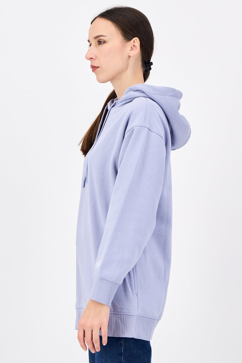 ESPRIT هودي نسائي فضفاض بغطاء رأس بشعار العلامة التجارية بأكمام طويلة، لافندر - Image 4