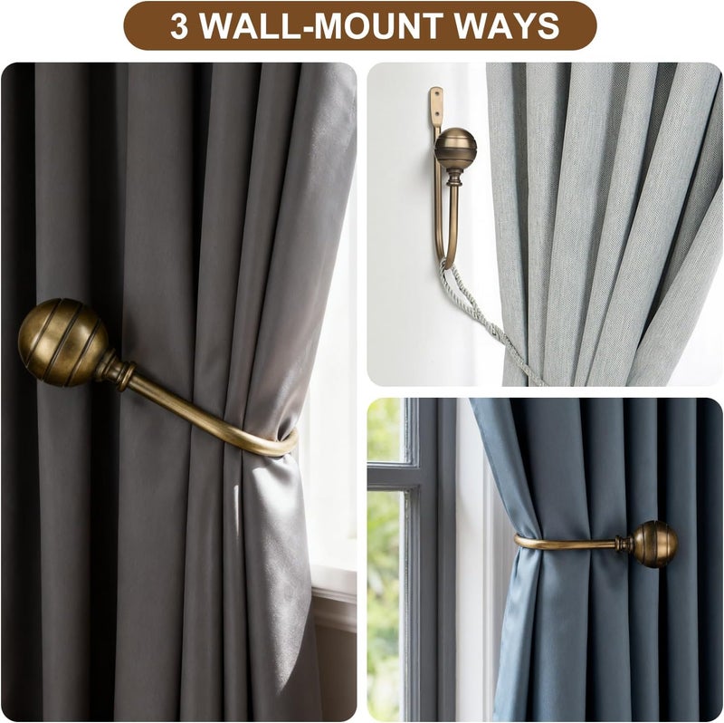 gobutend Large Curtain Holdbacks, 2pcs Curtains Holder Wall Mounted Drapery Tiebacks Retro Window Hook for Home Decor - Image 4