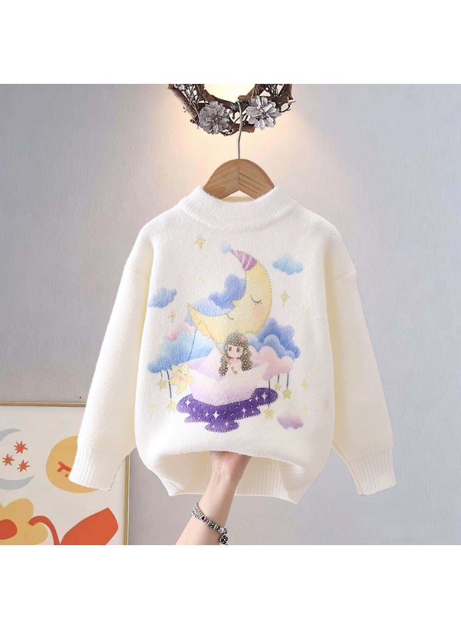 Autumn Winter Korean Fleece Girls' Sweater Plush New Children's Clothing Fashionable Thick Big Kids Base Layer Winter