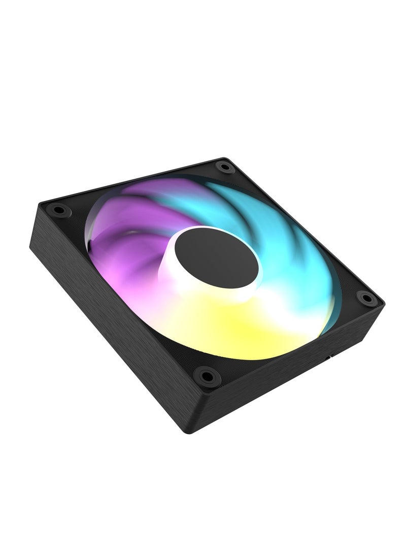 باور مجموعة من 3 مراوح تبريد لجهاز الكمبيوتر مقاس 120 مم بتقنية ARGB RGB PWM - مراوح تبريد صامتة عالية التدفق الهوائي للهيكل والمبردات مع مزامنة 5 فولت ثلاثية الأطراف. - Image 5