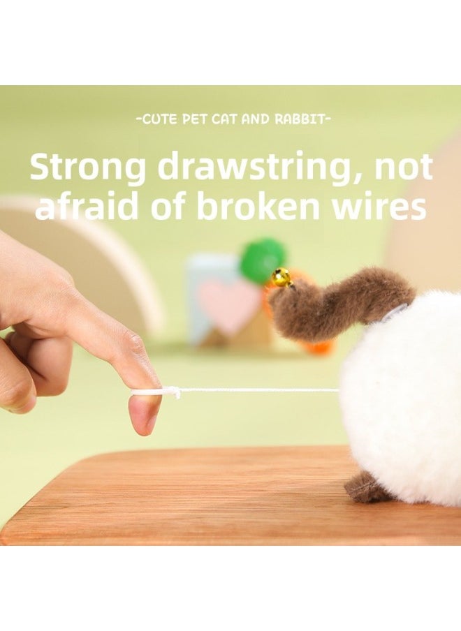 Generic - Le Jier With Keychain Bell Pull Rope Wagging Tail Cat Doll Called White Rabbit Plush Toy Gift-Specifications:White Rabbit [bell With Keychain] - Image 1