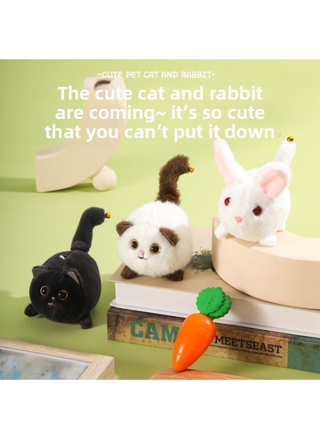 Generic - Le Jier With Keychain Bell Pull Rope Wagging Tail Cat Doll Called White Rabbit Plush Toy Gift-Specifications:White Rabbit [bell With Keychain] - Image 1