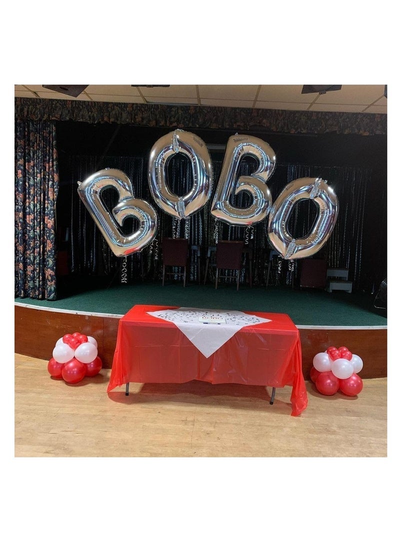 بارتي ويذ إيما الحروف الفضية من الألف إلى الياء بالونات 32 بوصة بالونات الأبجدية الكبيرة الفضة رقائق الهيليوم رسالة بالون راية لحفل عيد ميلاد الذكرى السنوية زفاف الزفاف (فضي-K) - Image 3