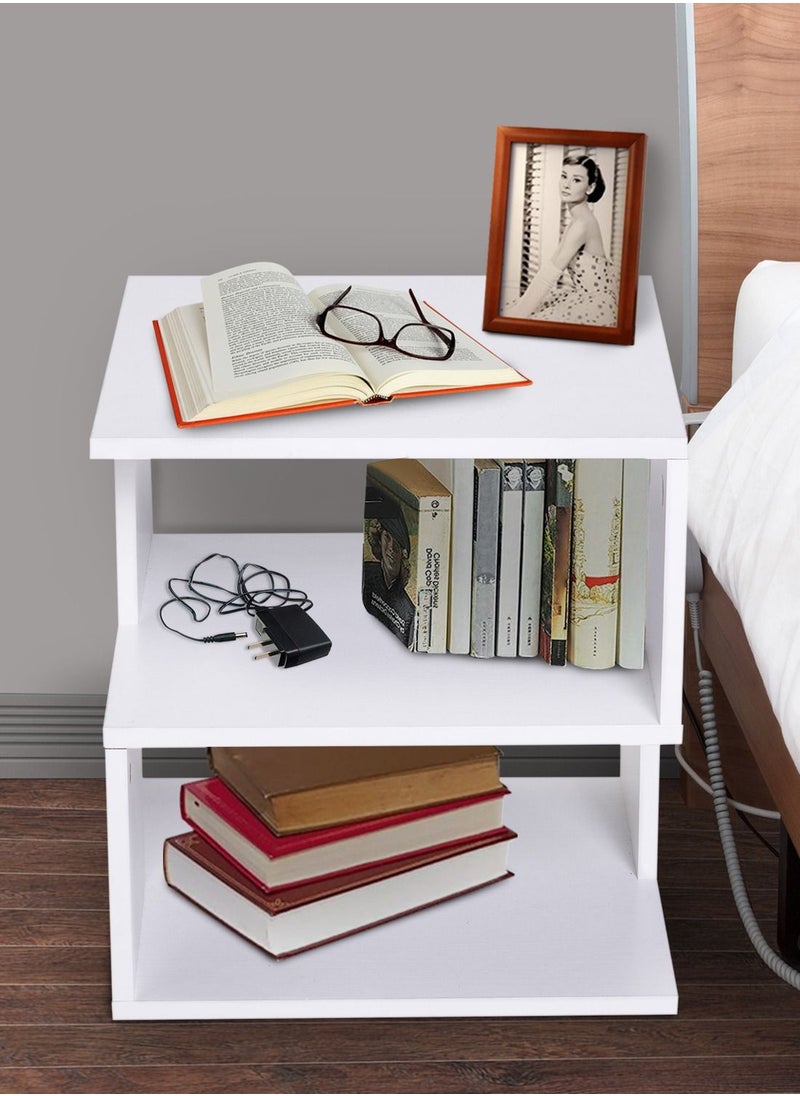 Home Gallery home gallery Modern Square 2 Tier Wooden Side Table - White W40 X H43 X D40  - Image 1