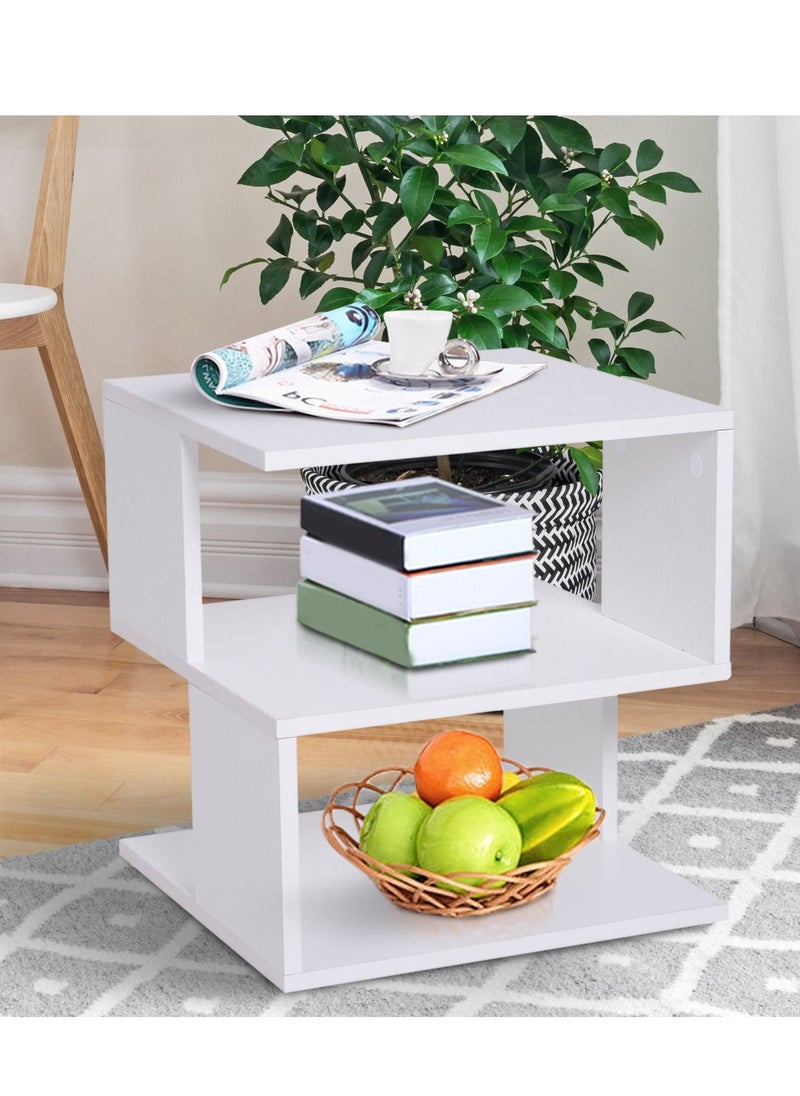 Home Gallery home gallery Modern Square 2 Tier Wooden Side Table - White W40 X H43 X D40  - Image 2