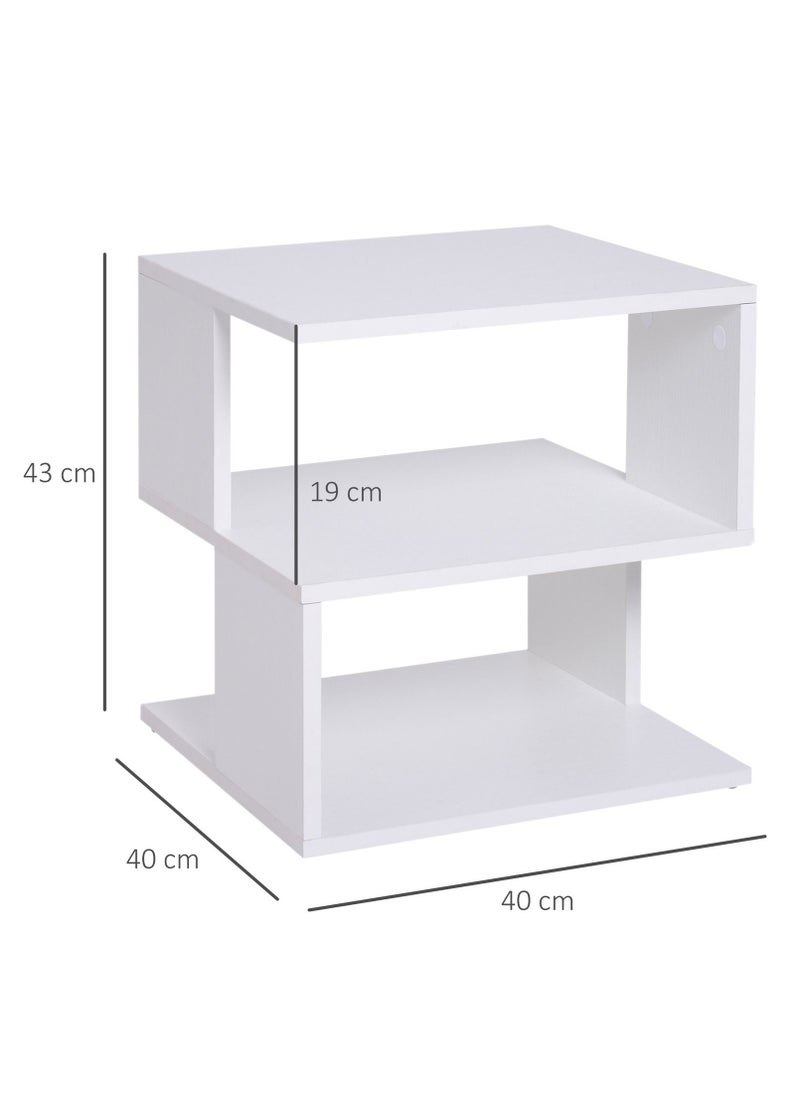 Home Gallery home gallery Modern Square 2 Tier Wooden Side Table - White W40 X H43 X D40  - Image 3