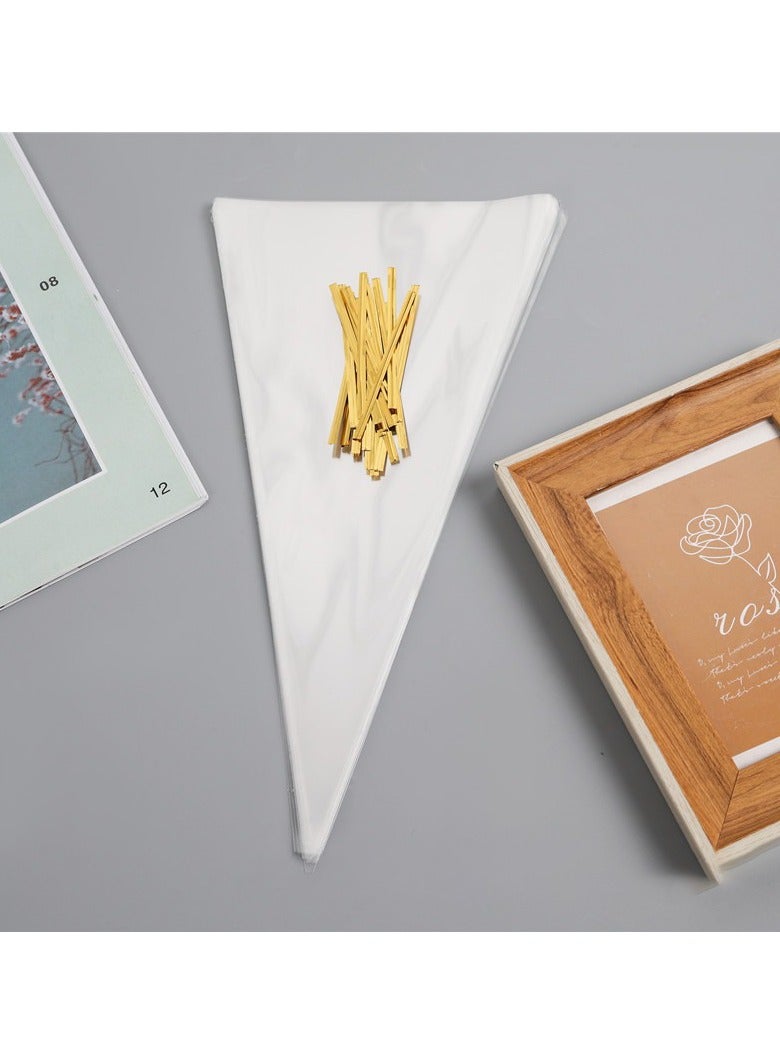 100pcs Triangle Flat Bottom Food Packaging Bags with Golden Metal Tie - Saudi Dates/Nuts Storage, Non-Resealable Kraft Material for Baklava/Dried Fruits - Image 4