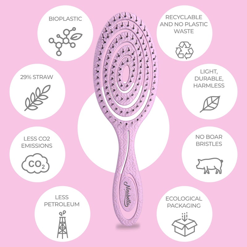 Ninabella Organic Detangling Hair Brush for Women, Men & Children - Does not Pull on Hair - Hair Straightening Brushes for Straight, Curly & Wet Hair - Unique Spiral Hairbrush - Image 4