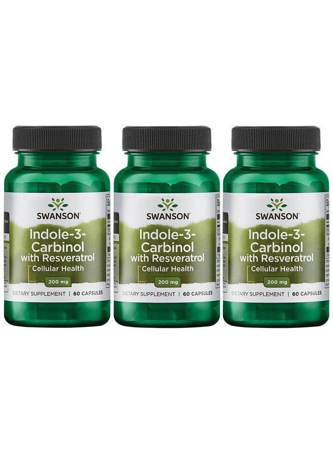 Swanson Indole-3-Carbinol with Resveratrol - I3C Supplement Promoting Cellular Protection - Natural Supplement to Help Maintain Healthy Hormone Balance - (60 Capsules, 200mg Each) (3 Pack) - Image 1