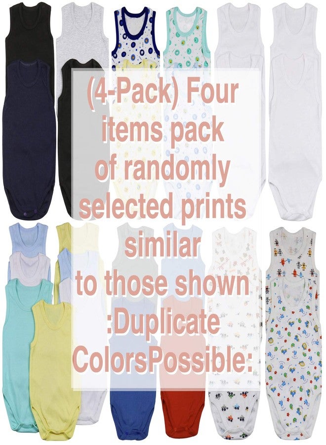ToBeInStyle Baby Boys' 4 Pack Tank Top One-Piece Bodysuit - Assorted Colors and Prints - 0-3 Months - Image 2