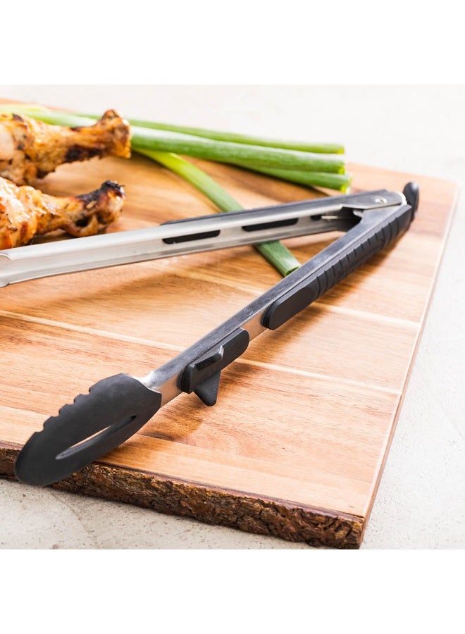 Restaurantware 13.5 x 6 Inch Professional Chef Tong, 1 Non-Slip Utility Tong - Scalloped Edges, Silicone Tips, Stainless Steel Heavy-Duty Tong, Thumb Rests, For Cooking, Serving, Frying, And Grilling - Image 3