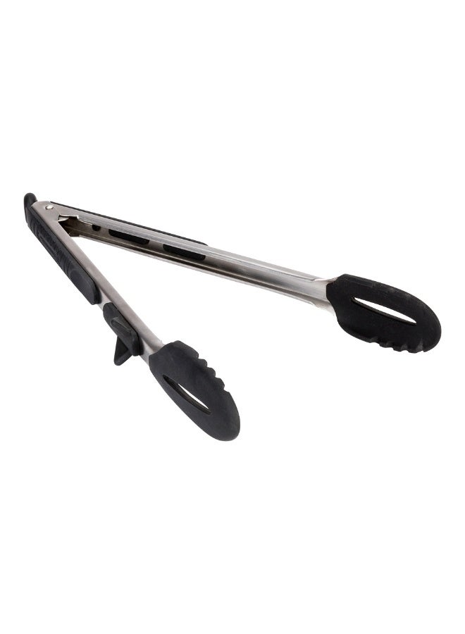 Restaurantware 13.5 x 6 Inch Professional Chef Tong, 1 Non-Slip Utility Tong - Scalloped Edges, Silicone Tips, Stainless Steel Heavy-Duty Tong, Thumb Rests, For Cooking, Serving, Frying, And Grilling - Image 1