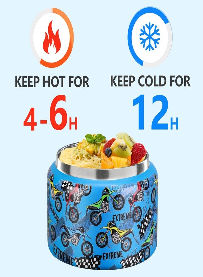 JXXM 8 Oz Thermo Food Jar for Hot & Cold Food for Kids, Insulated Lunch Containers Hot Food Jar,Leak-Proof Vacuum Stainless Steel Wide Mouth Lunch Soup Thermo for School (BLUE-Locomotive) - Image 3