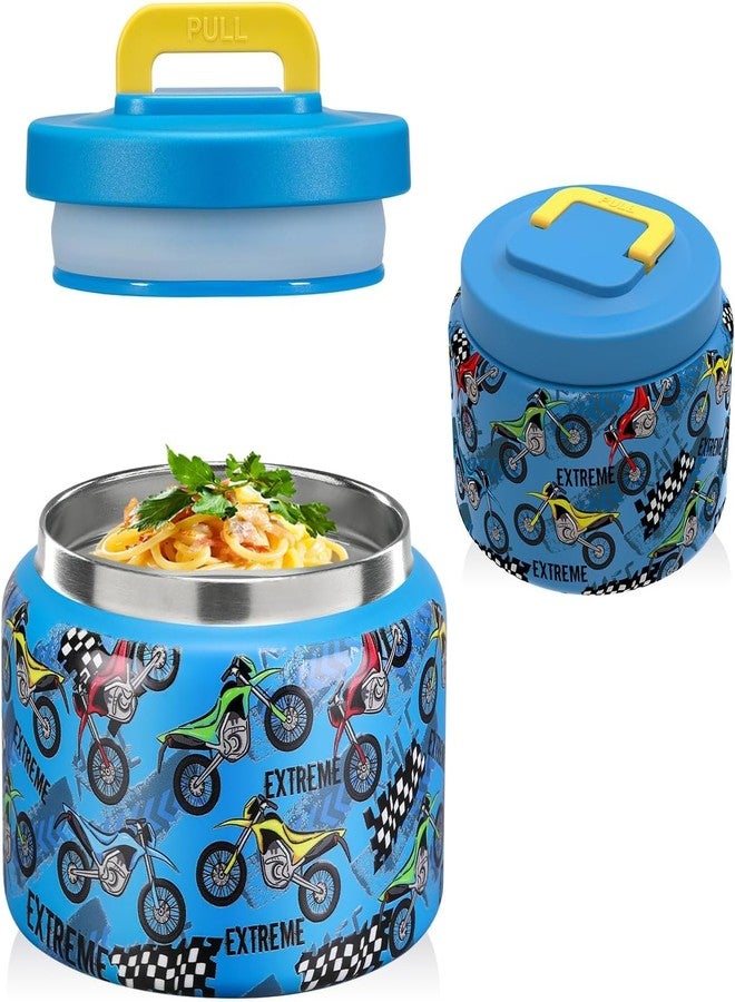 JXXM 8 Oz Thermo Food Jar for Hot & Cold Food for Kids, Insulated Lunch Containers Hot Food Jar,Leak-Proof Vacuum Stainless Steel Wide Mouth Lunch Soup Thermo for School (BLUE-Locomotive) - Image 1