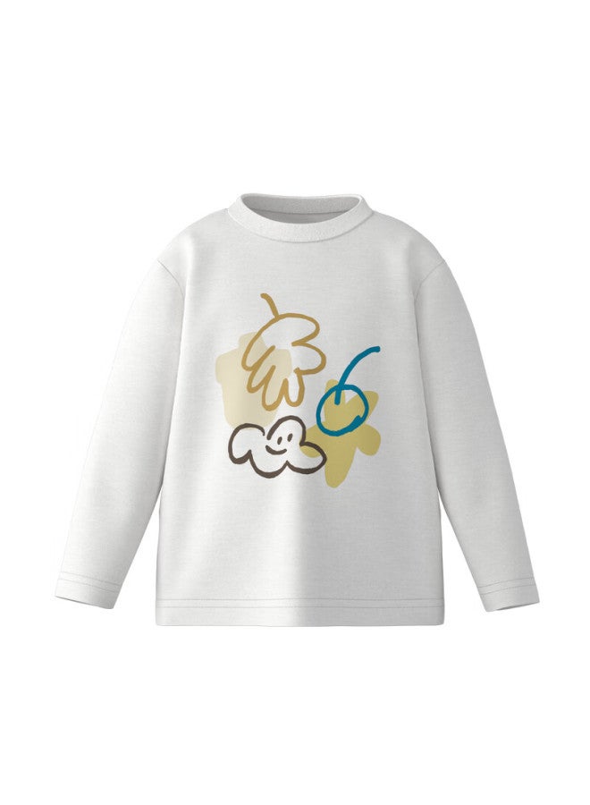 Papapapa Autumn Uni Baby Versatile Printed T-shirt Large Pattern White Casual Simple Yellow 120 - Image 3