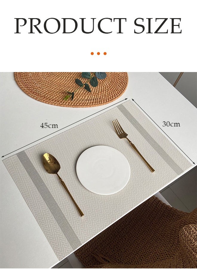 DUNISO PVC Placemat 4 PCS Of Non-Slip Place Mats,Woven pvc Table Mats Waterproof Washable Table Mat Heat Resistant Non Slip Placemat Leather Placemat for Home Use Hotel Restaurant Cafe Etc grey 45x30 cm  - Image 2