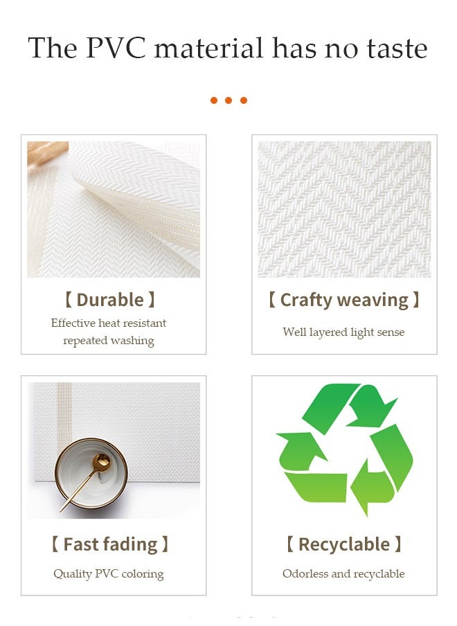 DUNISO PVC Placemat 4 PCS Of Non-Slip Place Mats,Woven pvc Table Mats Waterproof Washable Table Mat Heat Resistant Non Slip Placemat Leather Placemat for Home Use Hotel Restaurant Cafe Etc grey 45x30 cm  - Image 3