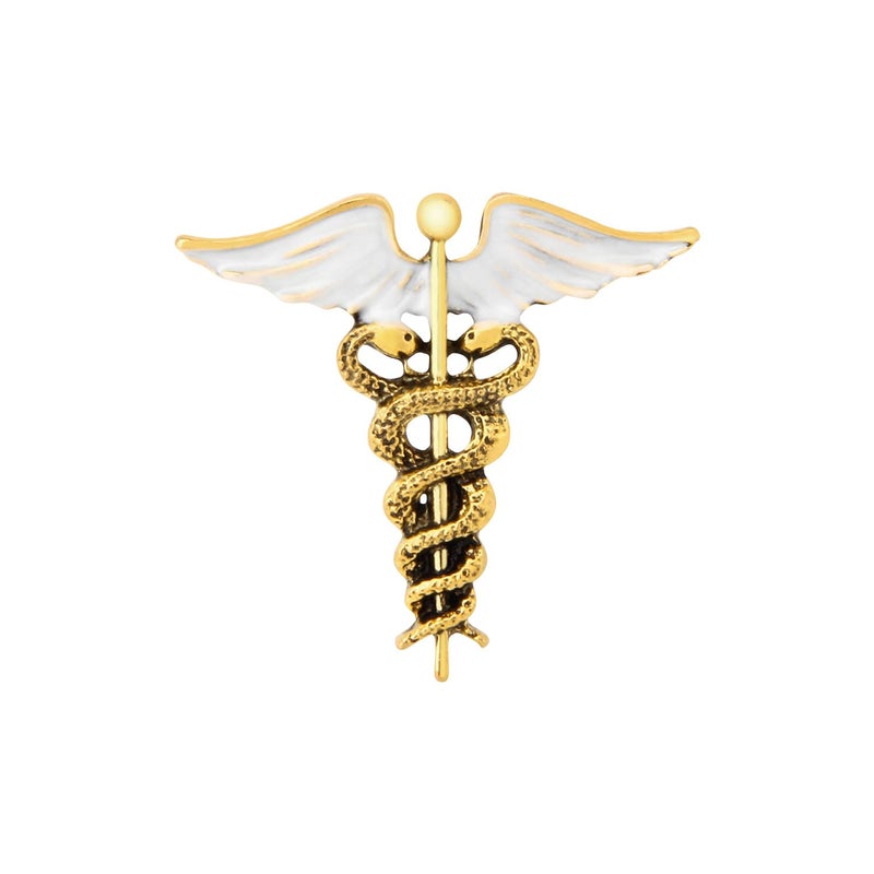 UJOY Lapel Pins Brooch Fashion Design with Doctor Synbol Antique Gold - Image 5