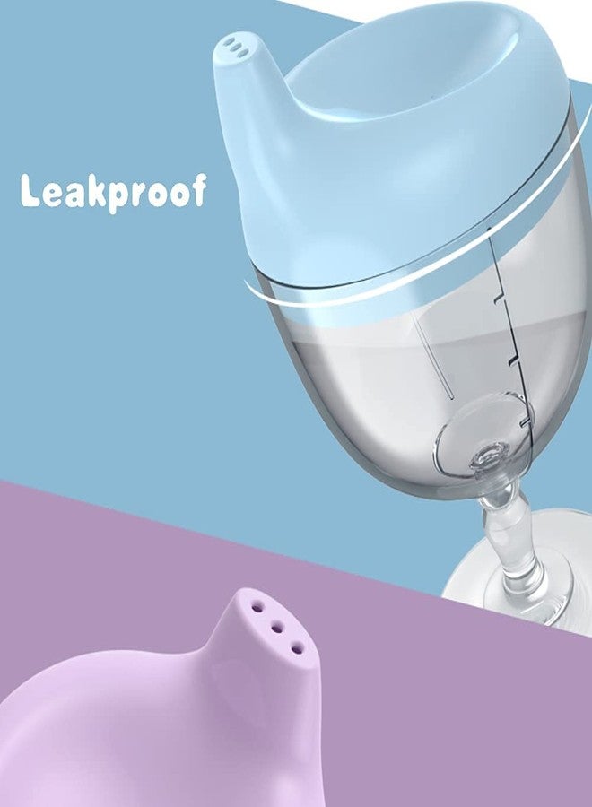 HARI® Sippy Cup Baby Party Cups Beverage Mug Milk Bottle with Lid, Baby Goblet Sippy Cup No Spill Plastic Glass (Blue) - Image 2