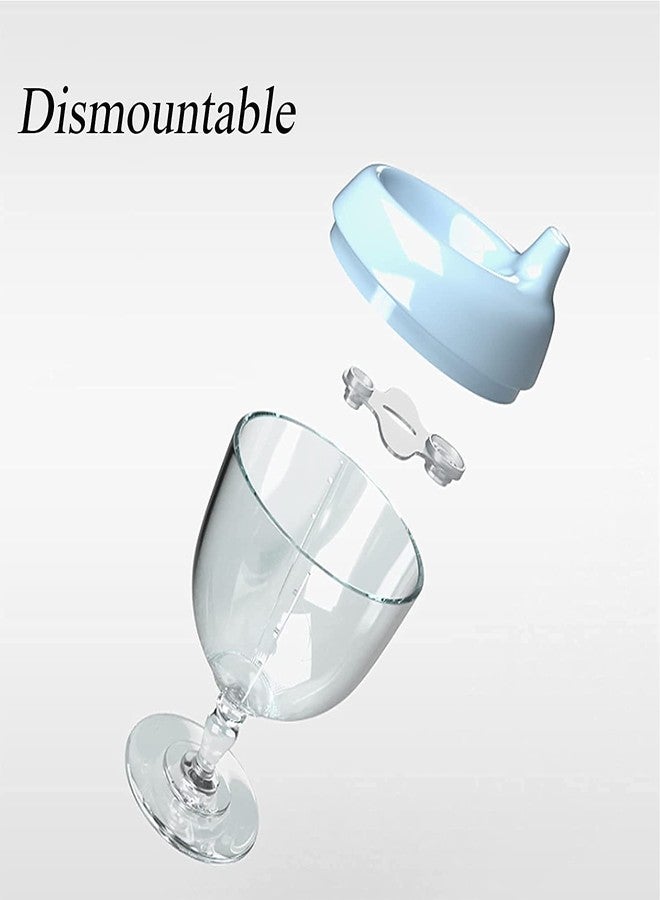 HARI® Sippy Cup Baby Party Cups Beverage Mug Milk Bottle with Lid, Baby Goblet Sippy Cup No Spill Plastic Glass (Blue) - Image 4