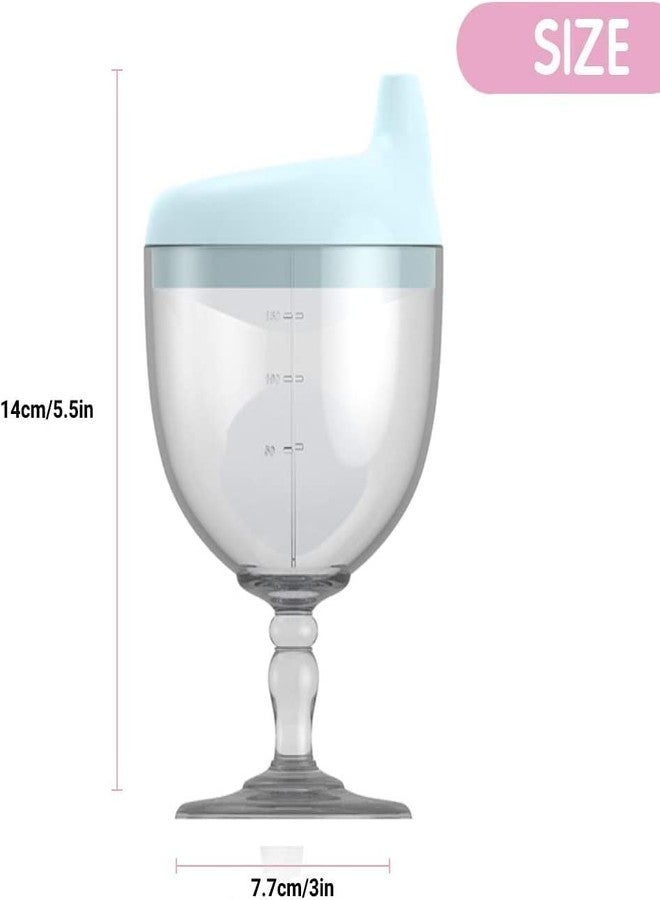 HARI® Sippy Cup Baby Party Cups Beverage Mug Milk Bottle with Lid, Baby Goblet Sippy Cup No Spill Plastic Glass (Blue) - Image 3