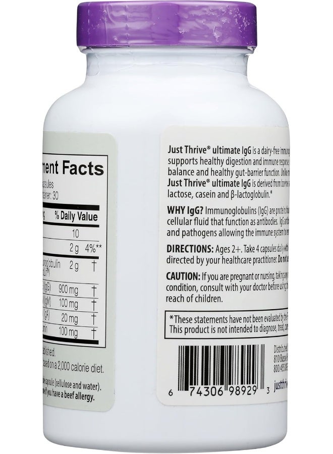 Just Thrive جست ثرايف - ألتميت IgG - مكمل دعم المناعة الشامل - صيغة التخلص من السموم، 120 كبسولة نباتية - Image 2