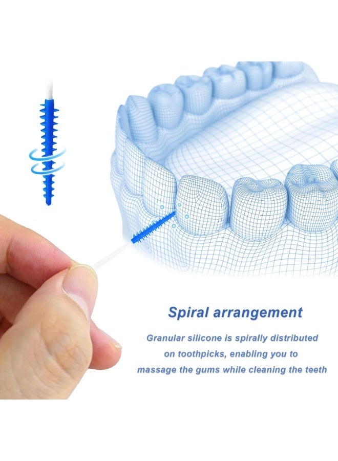200PCS Portable Silica Gel Toothpick Toothbrush Original Suitable for Oral Care of Adults and Children,Toothpick Brushes Teeth Cleaning Tool (Blue) - Image 5
