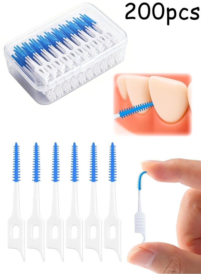 200PCS Portable Silica Gel Toothpick Toothbrush Original Suitable for Oral Care of Adults and Children,Toothpick Brushes Teeth Cleaning Tool (Blue) - Image 1