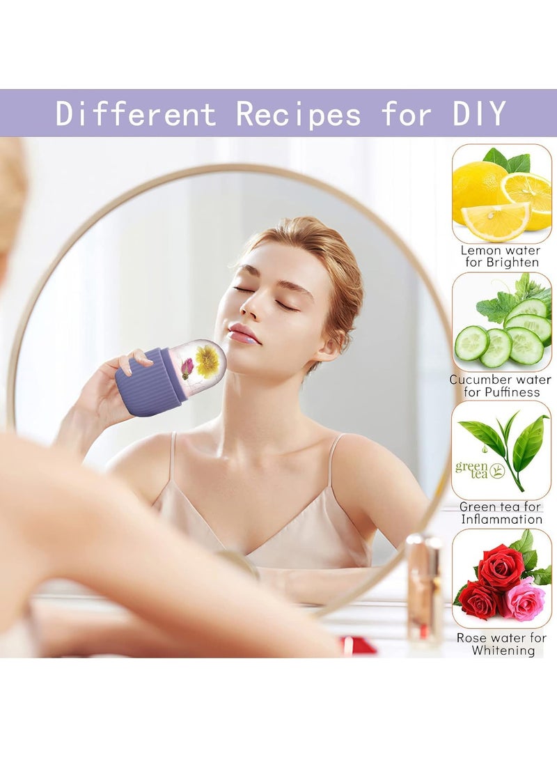 Red Blossom Ice Face Roller Massager, Ice Cube Roller for Face, Eyes and Neck Naturally Conditioning and Skin Care,De-Puff Eye Bags, Reduce Migraine Pain, Reusable Massage Silicone Ice Mold (Purple)  - Image 4