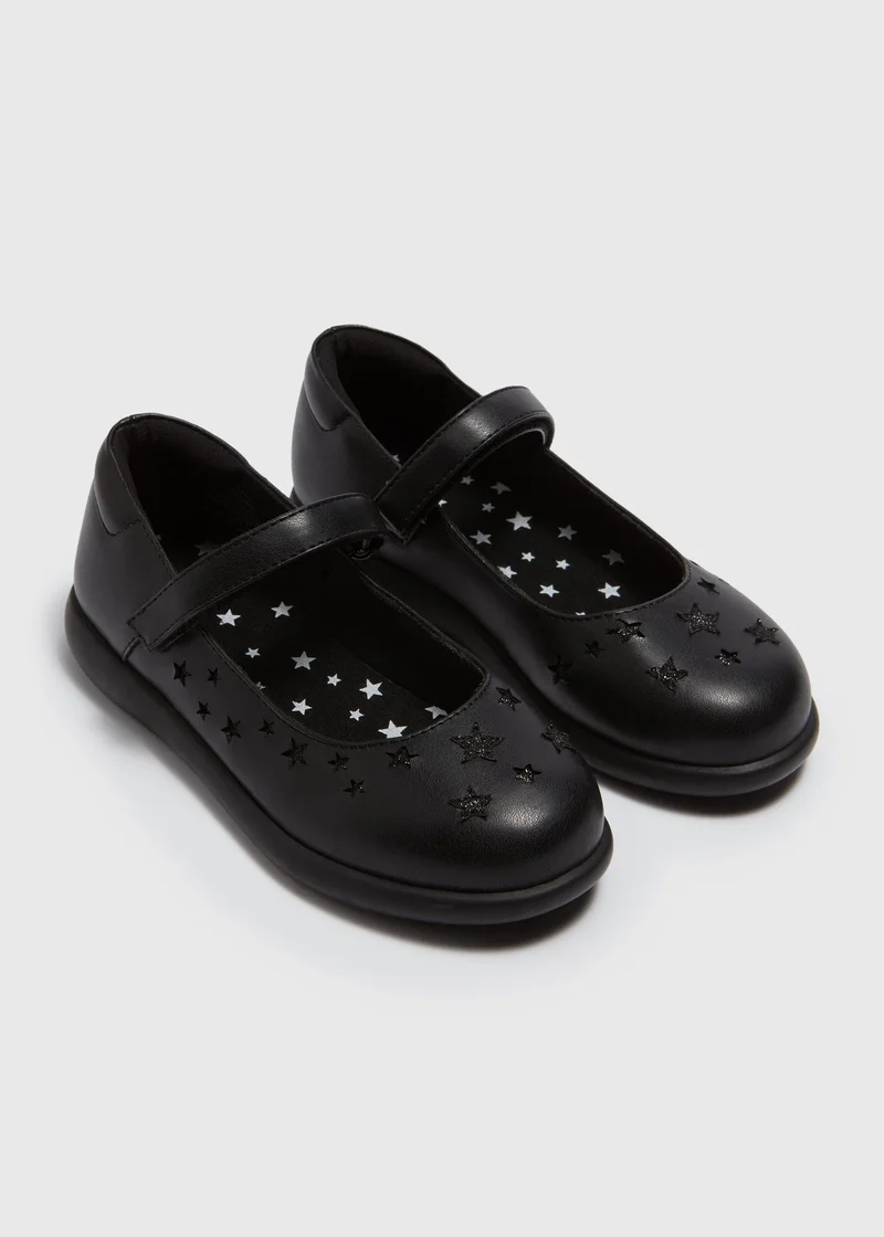 Matalan Girls Black Mary Jane Star School Shoes