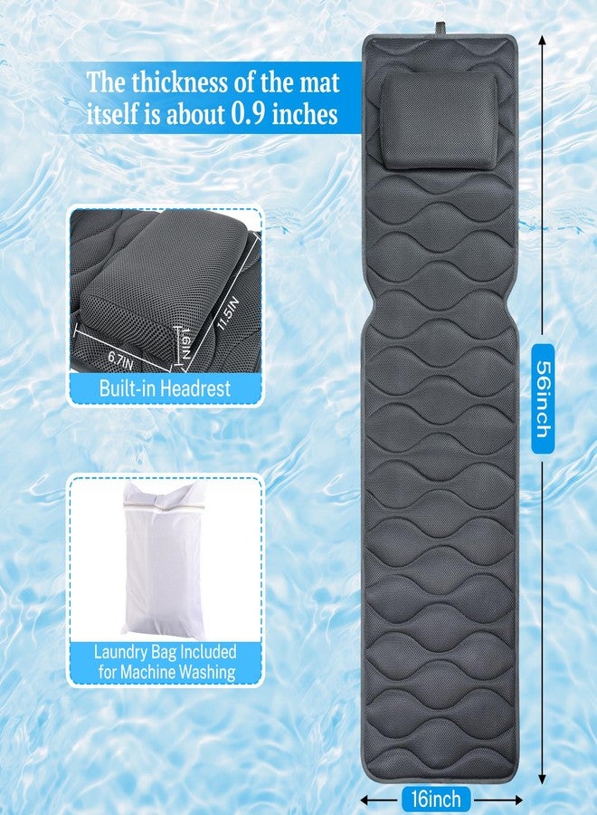 TranquilRelax Bath Pillow for Tub with Laundry Bag & 17 Non-Slip Suction Cups, Extra Thick and Soft Bathtub Pillow for Head, Neck & Shoulder Support, 56" x 16" Grey - Image 2
