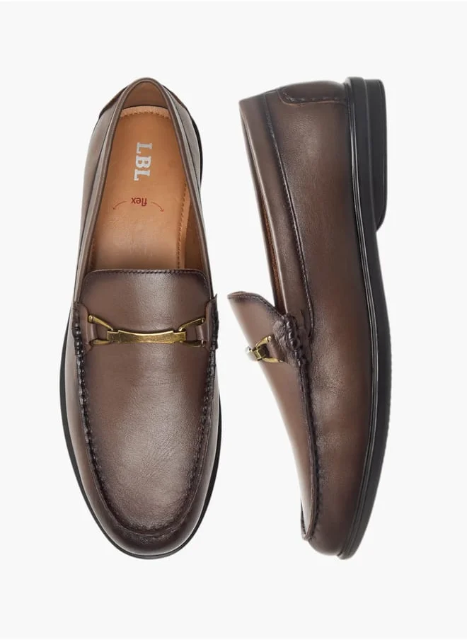 ال بي ال من شو اكسبرس Men's Solid Slip-On Loafers with Metal Accent