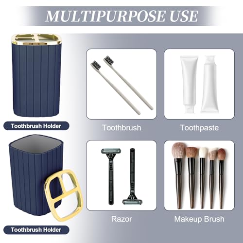 RRM 2PCS Bathroom Accessories Set, Navy Blue Bathroom Accessories Include Soap Dispenser and Toothbrush Holder for Boho Bathroom Decor - Image 4