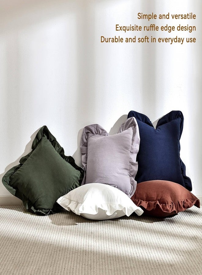 AmHoo Pack of 2 Throw Pillow Covers 100% Cotton Pre Washed Ruffle Decorative Pillowcase Cushion for Couch Sofa Bedroom 16 x 16-Inch Green - Image 5