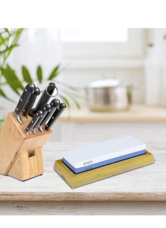 Aideli Double-Sided #1000/#6000 Knife Sharpening Stone Non-slip Whetstone Rubber Base Bamboo Non-slip Base with Non-slip Silicon Base Flattening Guide Angle Guide  - Image 5