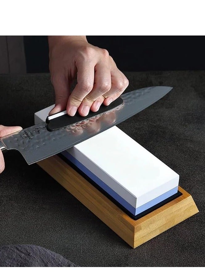 أديلي حجر سن السكاكين ذو الوجهين رقم 1000/1000/رقم 6000 حجر سن السكاكين غير قابل للانزلاق قاعدة مطاطية قاعدة من الخيزران غير قابلة للانزلاق مع قاعدة من السيليكون غير قابلة للانزلاق دليل تسطيح الزاوية - Image 3