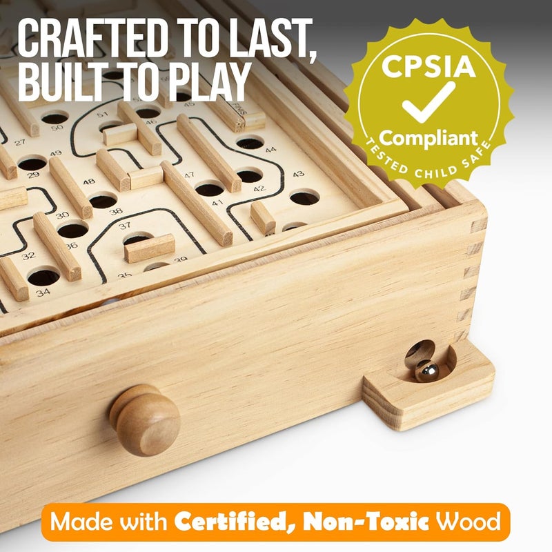 STERLING 60 Hole Labyrinth Board Game - Wooden Maze Puzzle for Kids and Adults - Image 5