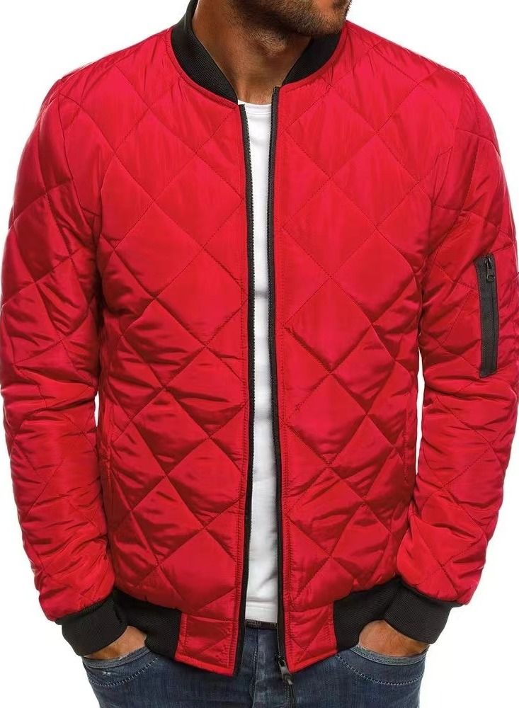 Loquat Men's Fashionable Jacket Ringed Warm Collar Cotton Jacket