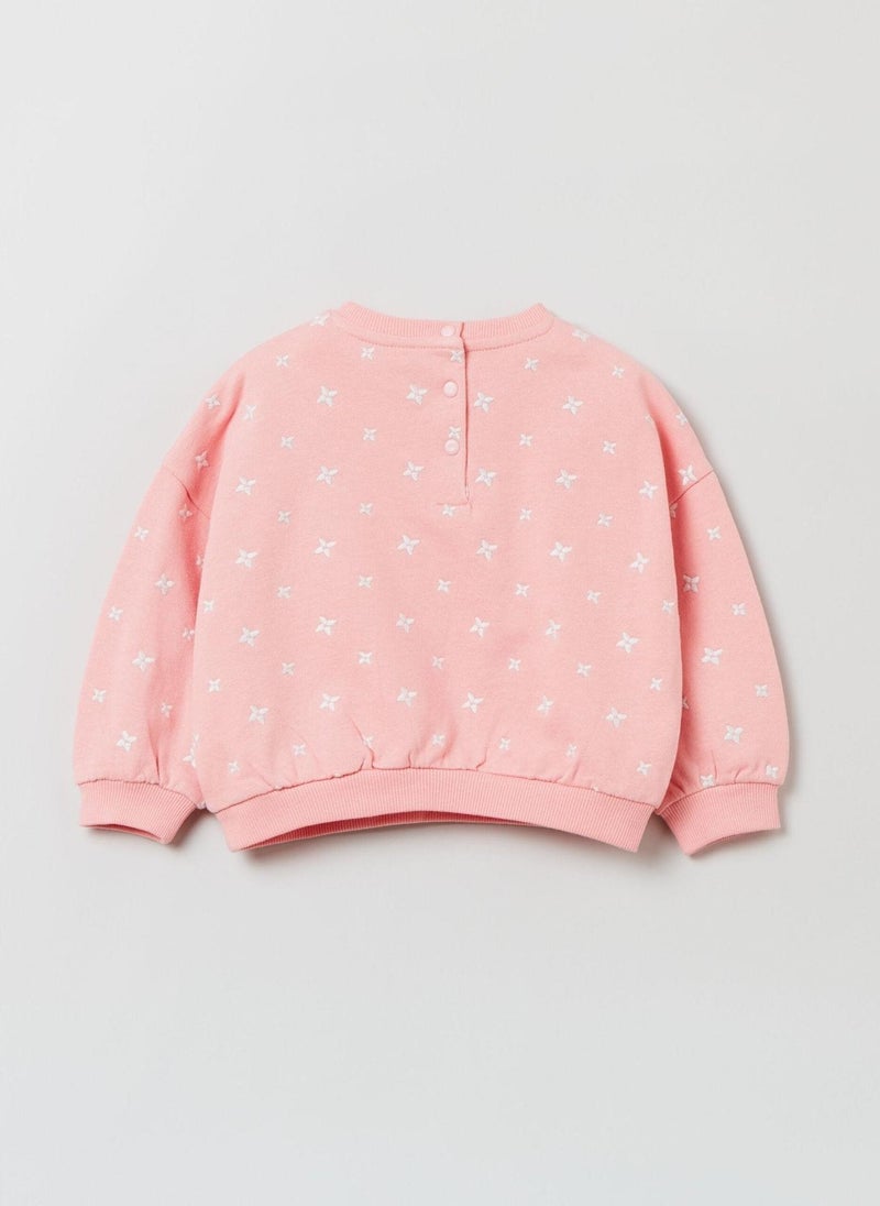 او في اس سويت شيرت قطن من أوفس هاوس براند بتطريز زهور صغيرة - Image 2