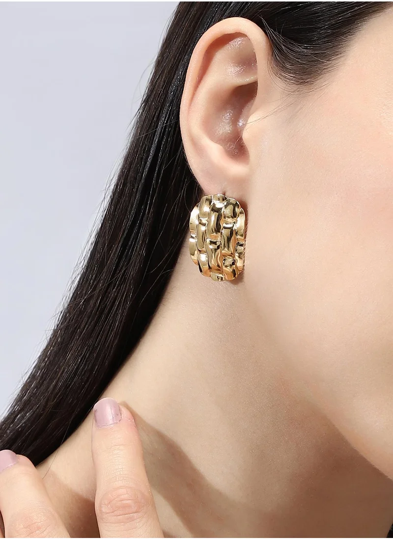 SOHI SOHI Women's The Woven Stud Earrings For Casual Wear | California Gold Colour | Alloy Material | Push Back Closure | MetallicEarrings | Stud Earrings For Women & Girls